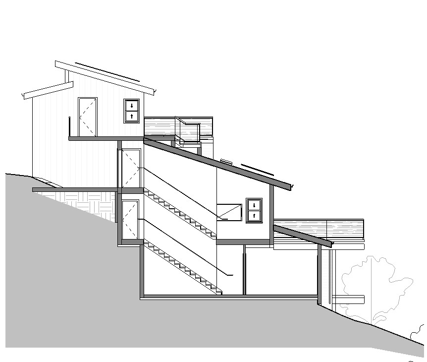 Barret residence section view